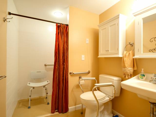 Each of our clients have his/her own bathroom with a roll-in shower.