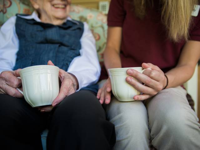 A beautiful day for a cup of coffee on the patio.