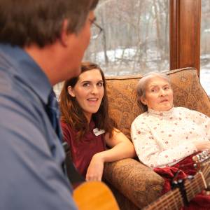 Pastor Don visits twice a month to sing and play his guitar with us.  He does hymns as well as some of the old favorites like "Take Me Out to the Ballgame", which no one can resist!