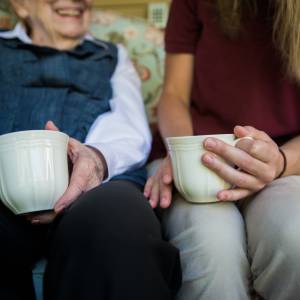 A beautiful day for a cup of coffee on the patio.